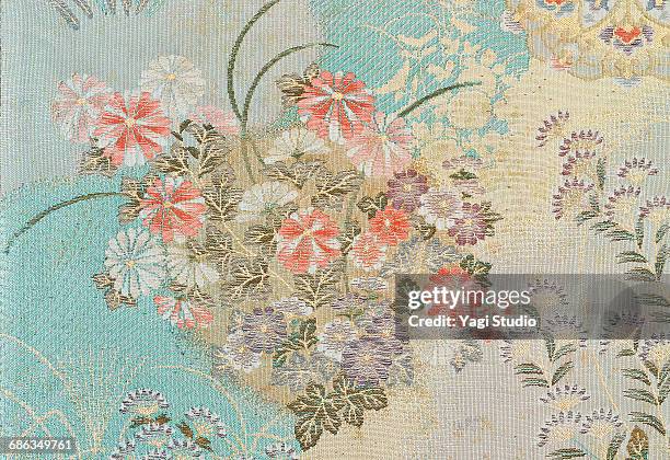 the japanese kimono, close up - japanese fabric pattern stock pictures, royalty-free photos & images