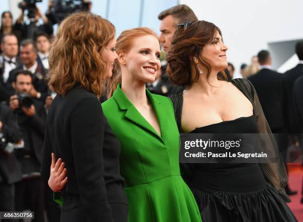 Member of the Feature Film jury Agnes Jaoui, actress and member of the Feature Film jury Jessica Chastain and member of the Feature Film jury Maren...