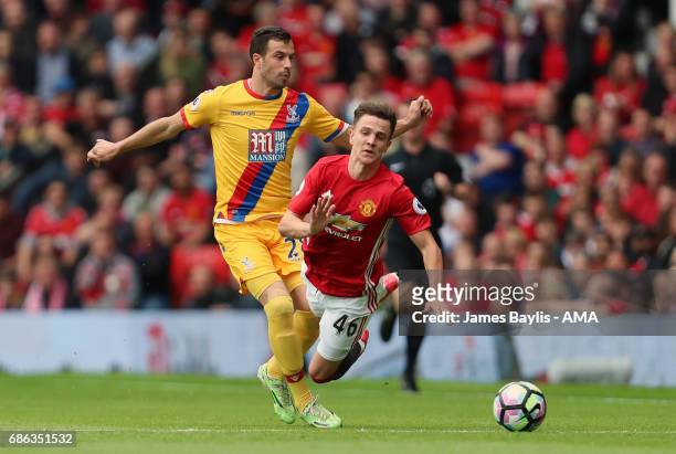 Luka Milivojevic of Crystal Palace and Josh Harrop of Manchester United during the Premier League match between Manchester United and Crystal Palace...