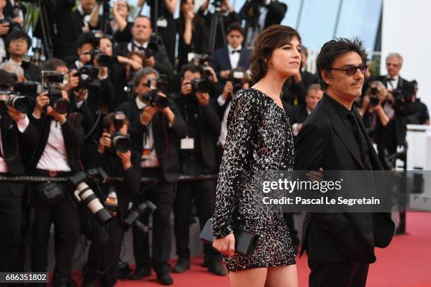 Charlotte Gainsbourg and her partner Yvan Attal attends the "The Meyerowitz Stories" screening during the 70th annual Cannes Film Festival at Palais...