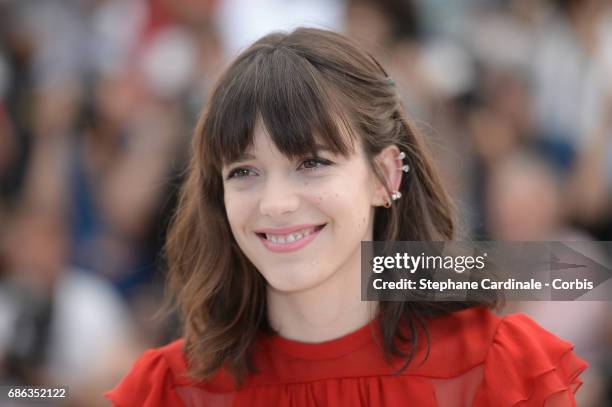 Actress Stacy Martin attends the "Redoubtable " photocall during the 70th annual Cannes Film Festival at Palais des Festivals on May 21, 2017 in...