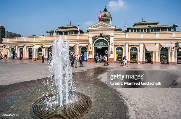fountain at mercado central santiago - mercado central chile stock pictures, royalty-free photos & images