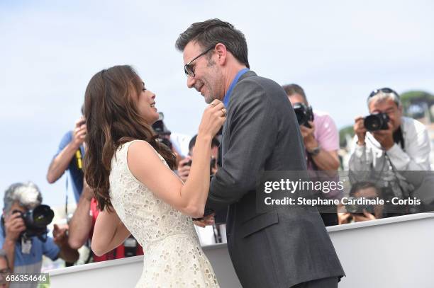 Director Michel Hazanavicius and actress Berenice Bejo attend the "Redoubtable " photocall during the 70th annual Cannes Film Festival at Palais des...