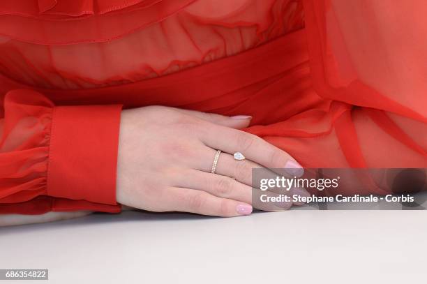 Actress Stacy Martin attends the "Redoubtable " photocall during the 70th annual Cannes Film Festival at Palais des Festivals on May 21, 2017 in...