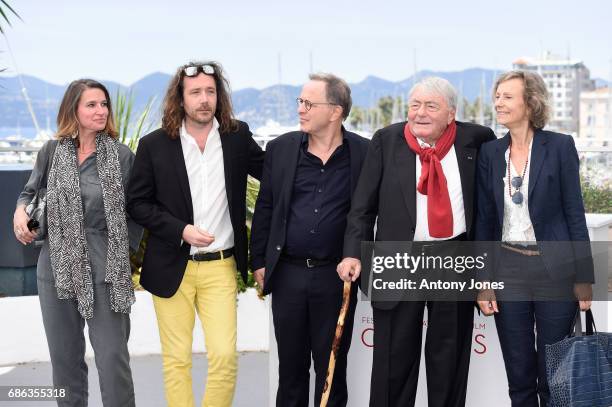 Caroline Champetier, Camille Lotteau, Francois Margolin, director Claude Lanzmann and Iris van der Waard attend the "Napalm" photocall during the...