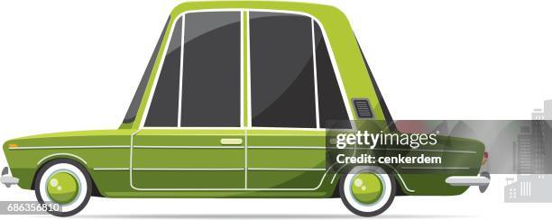 side view vintage car - car engine white background stock illustrations