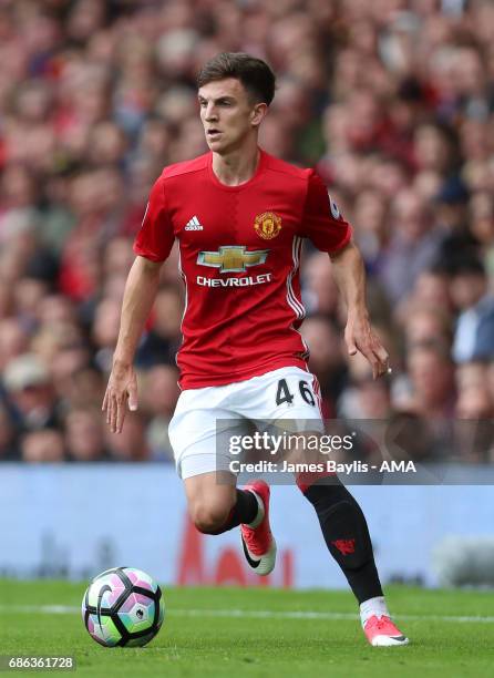 Josh Harrop of Manchester United during the Premier League match between Manchester United and Crystal Palace at Old Trafford on May 21, 2017 in...