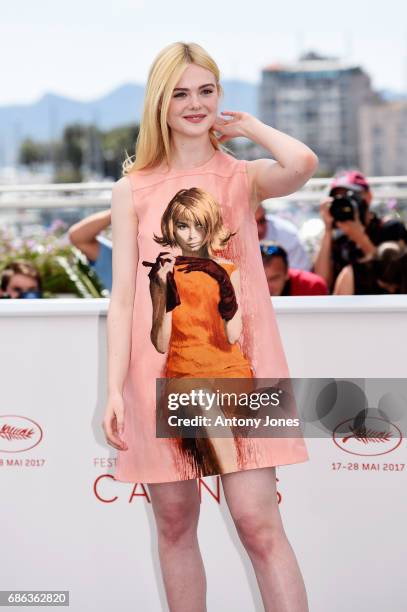 Actress Elle Fanning attends the "How To Talk To Girls At Parties" photocall during the 70th annual Cannes Film Festival on May 21, 2017 in Cannes,...