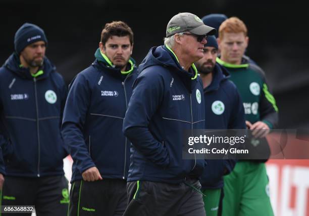 Dublin , Ireland - 21 May 2017; Ireland coach John Bracewell and the team after their loss during the One Day International match between Ireland and...