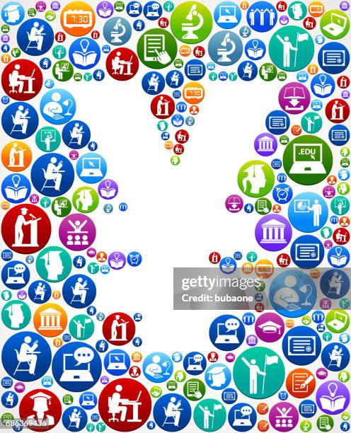 yen e-learning and college education vector button pattern - high school student computer stock illustrations