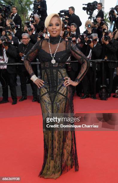 Mary J. Blige attends "The Meyerowitz Stories" premiere during the 70th annual Cannes Film Festival at Palais des Festivals on May 21, 2017 in...