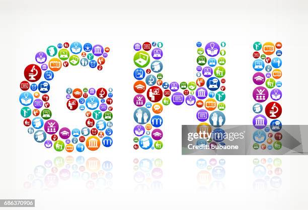 ghi e-learning and college education vector button pattern - boy reading library stock illustrations