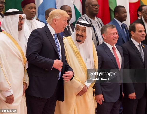 Crown Prince of Abu Dhabi Mohammed bin Zayed Al Nahyan , U.S. President Donald Trump , Saudi Arabia's King Salman bin Abdulaziz Al Saud , King...