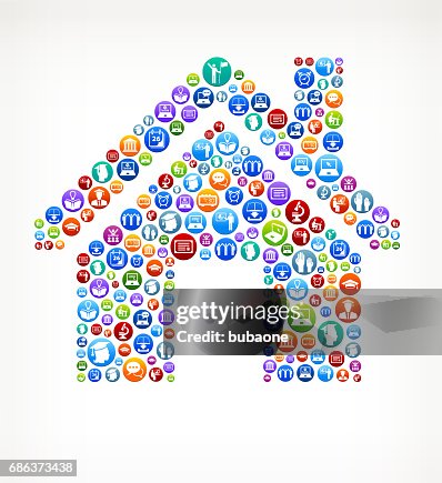 Home Button Elearning Home Elearning And College Education Vector Button Pattern High-Res ...