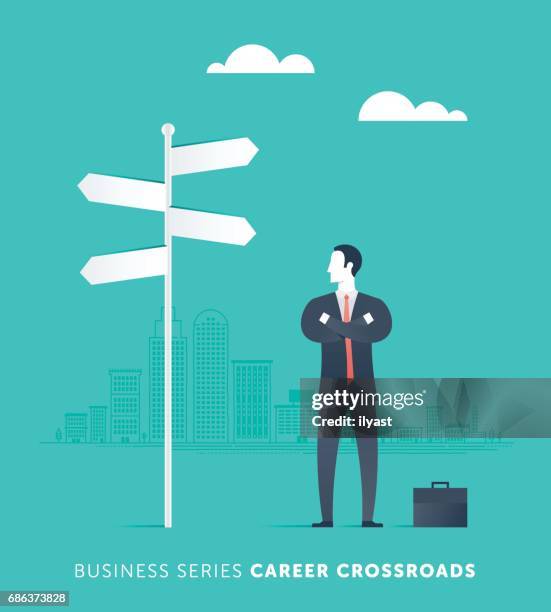 a career crossroads - different paths stock illustrations