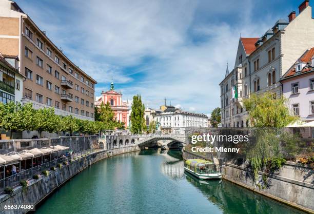 ljubljana en eslovenia verano río de ljubljanica - eslovenia fotografías e imágenes de stock