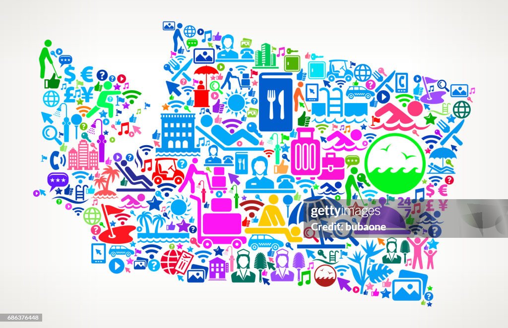 Washington Resort Hotel and Hospitality Industry Icons Background