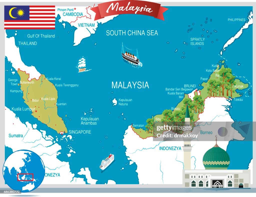 Malaysia cartoon map