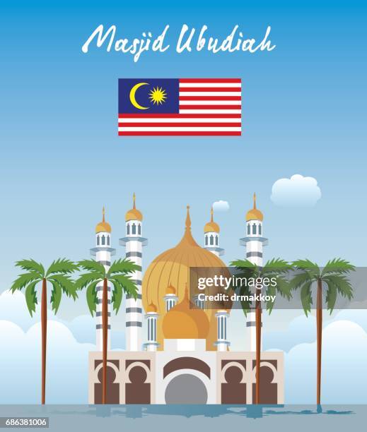 ubudiah royal mosque - perak malaysia stock illustrations