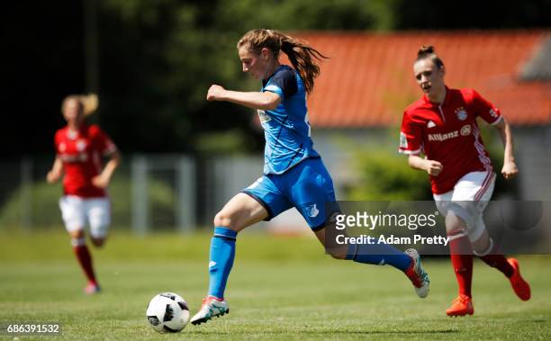Sarai Linder of Hoffenheim II in action during the match between 1899 Hoffenheim II and FCB Muenchen II at St. Leon football ground on May 21, 2017...