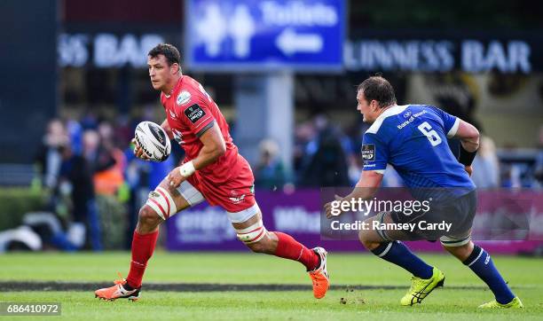 Dublin , Ireland - 19 May 2017; Aaron Shingler of Scarlets in action against Rhys Ruddock of Leinster during the Guinness PRO12 Semi-Final match...