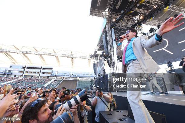 Singer Davey Havok of Dreamcar and AFI performs during the 2017 KROQ Weenie Roast Y Fiesta at StubHub Center on May 20, 2017 in Carson, California.