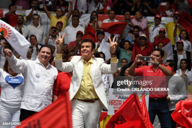 Honduran sport journalist Salvador Nasralla during his launching as presidential candidate of the Alianza party, composed by the Libertad y...