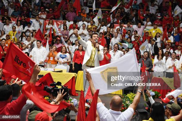 Honduran sport journalist Salvador Nasralla during his launching as presidential candidate of the Alianza party, composed by the Libertad y...