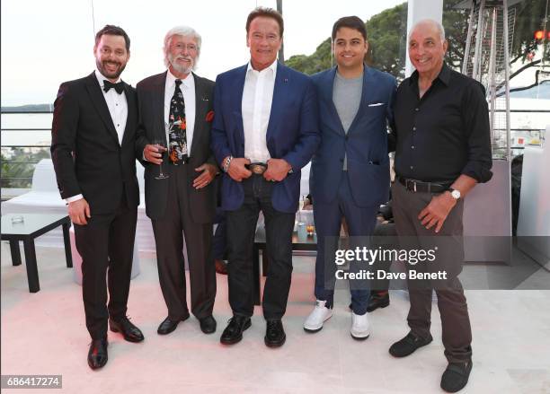 Michael Kives, Jean-Michel Cousteau, Arnold Schwarzenegger Jamie Reuben and David Reuben attend a dinner hosted by Jamie Reuben & Michael Kives with...