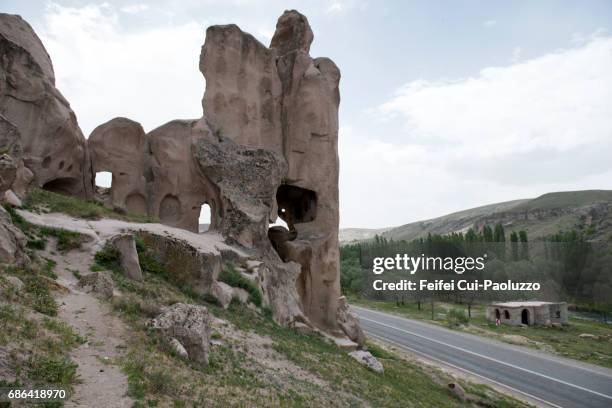 hoodoo rock at ihlara valley, aksaray province, turkey - butte rocky outcrop stock pictures, royalty-free photos & images