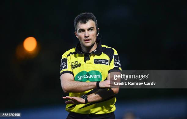 Dublin , Ireland - 19 May 2017; Referee Marius Mitrea during the Guinness PRO12 Semi-Final match between Leinster and Scarlets at the RDS Arena in...