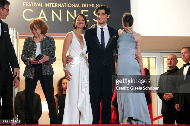 Anne Wiazemsky, actors Berenice Bejo, Louis Garrel and Stacy Martin attend the "Redoubtable " screening during the 70th annual Cannes Film Festival...