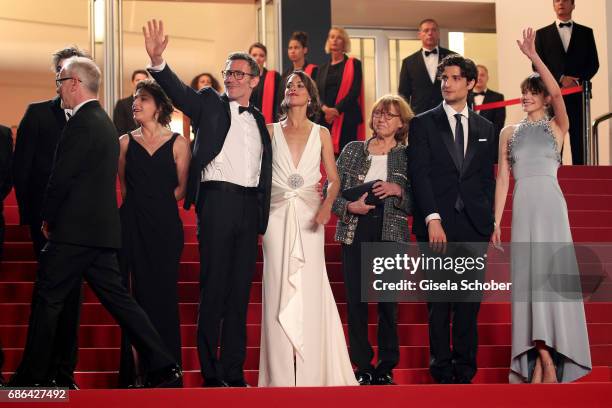 Producer Florence Gastaud, director Michel Hazanavicius, actors Berenice Bejo, Anne Wiazemsky, Louis Garrel and Stacy Martin attend the "Redoubtable...