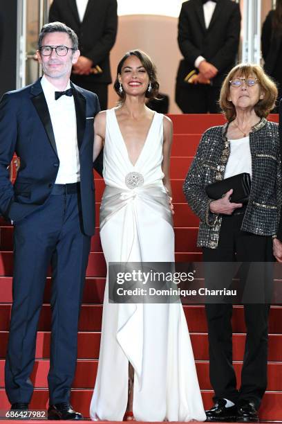 Director Michel Hazanavicius, actors Berenice Bejo and Anne Wiazemsky attend the "Redoubtable " screening during the 70th annual Cannes Film Festival...