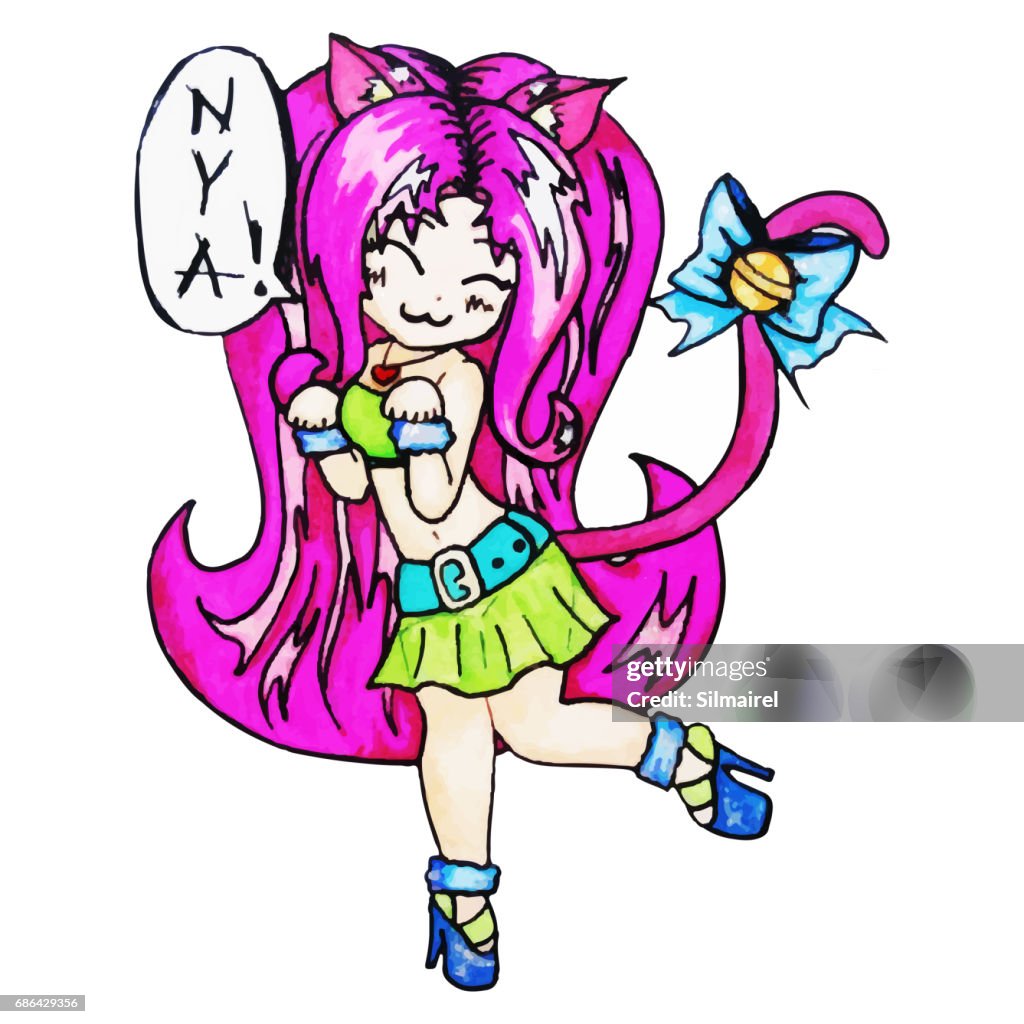 Colorido Gato Chica Manga Anime Kawaii Dibujos Animados Vector De Aislado Ilustración de stock - Getty Images Colorido Gato Chica Manga Anime Kawaii Dibujos Animados Vector De Aislado Ilustración de stock - Getty Images
