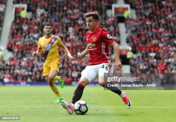 Josh Harrop of Manchester United during the Premier League match between Manchester United and Crystal Palace at Old Trafford on May 21, 2017 in...