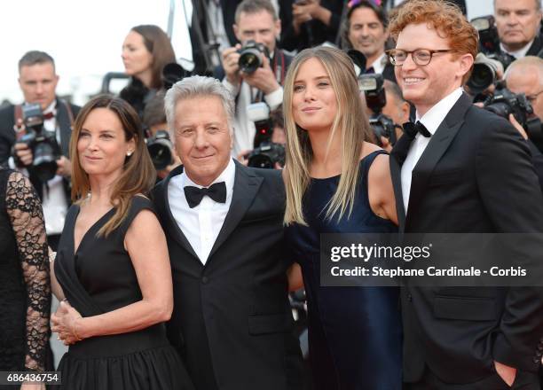 Actor Dustin Hoffman and his wife Lisa Hoffman and daughter Ali Hoffman depart the "The Meyerowitz Stories" screening during the 70th annual Cannes...