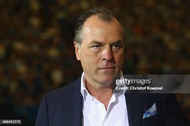 Clemens Toennies, chairman of the board of Schalke is seen during the 20 years of Eurofighter match between Eurofighter and Friends and Euro All...