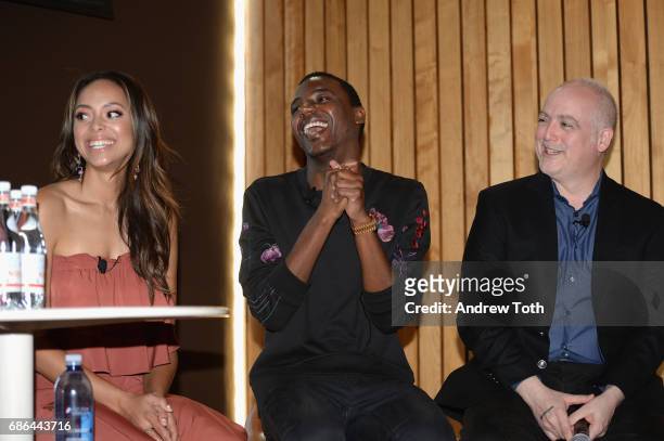 Actors Amber Stevens West and Jerrod Carmichael are interviewed by Film Critic Matthew Zoller Seitz at the Vulture Festival at The Standard High Line...
