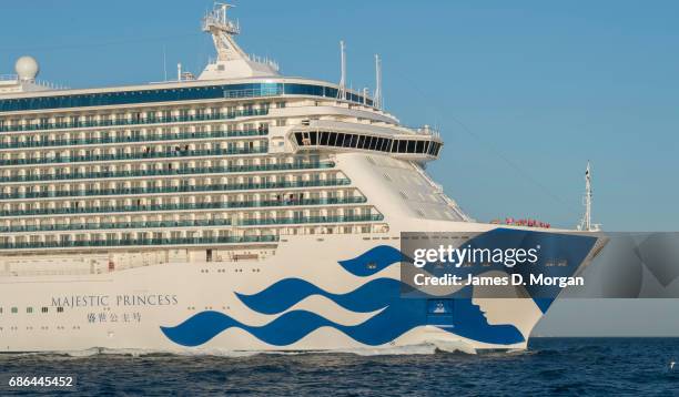 Princess Cruises' newest ship "Majestic Princess" sailing out of the Port of Civitavecchia on May 21, 2017 in Rome, Italy. Beginning a 49 day trip...