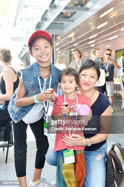 Christine Y Kim and children attend Hammer Museum K.A.M.P. 2017 on May 21, 2017 in Los Angeles, California.