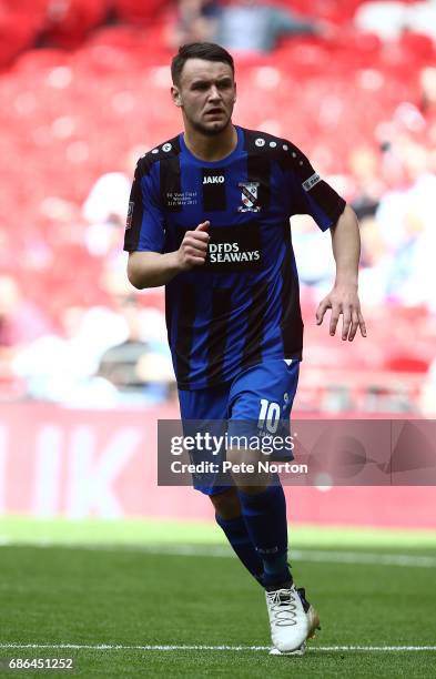 Brody Robertson of Cleethorpes Town in action during The Buildbase FA Vase Final between South Shields and Cleethorpes Town at Wembley Stadium on May...