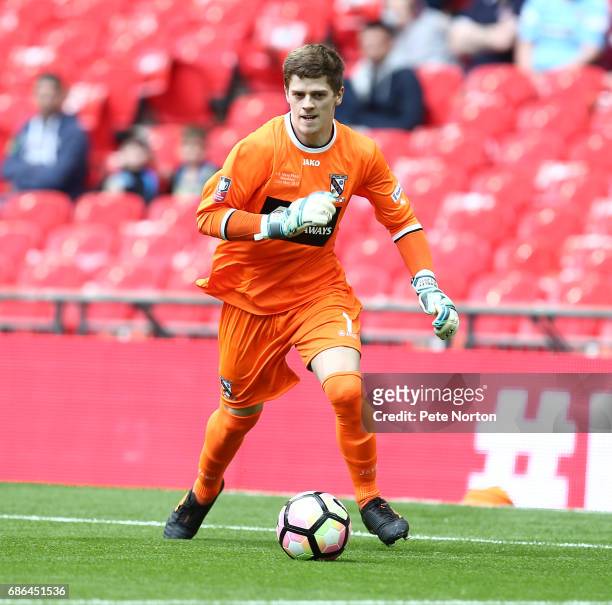 Liam Higton of Cleethorpes Town in action during The Buildbase FA Vase Final between South Shields and Cleethorpes Town at Wembley Stadium on May 21,...