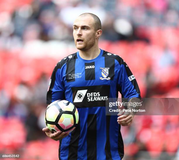 Peter Winn of Cleethorpes Town in action during The Buildbase FA Vase Final between South Shields and Cleethorpes Town at Wembley Stadium on May 21,...