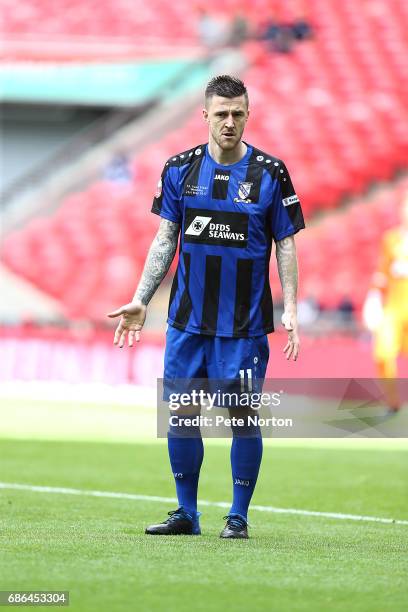 Jon Oglesby of Cleethorpes Town in action during The Buildbase FA Vase Final between South Shields and Cleethorpes Town at Wembley Stadium on May 21,...