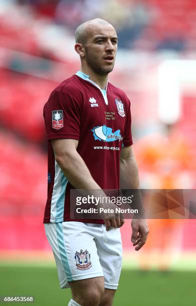 Gavin Cogdon of South Shields in action during The Buildbase FA Vase Final between South Shields and Cleethorpes Town at Wembley Stadium on May 21,...