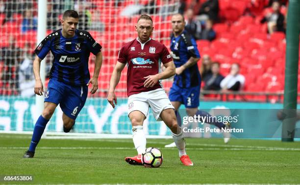 David Foley of South Shields in action during The Buildbase FA Vase Final between South Shields and Cleethorpes Town at Wembley Stadium on May 21,...