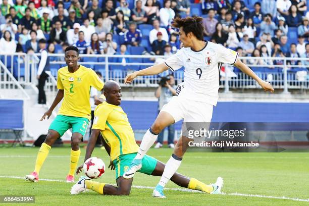 Koki Ogawa of Japan scores his first goal during the FIFA U-20 World Cup SKorea Republic 2017 group D match between South Africa and Japan at Suwon...