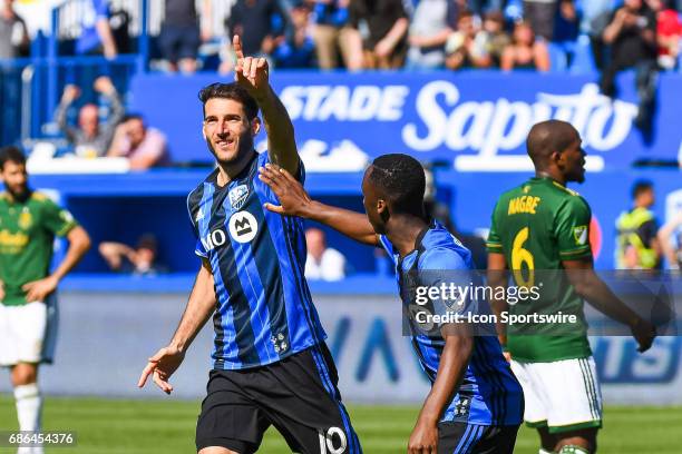 Montreal Impact midfielder Ignacio Piatti celebrating his second goal, making the score 3-1 Impact during the Portland Timbers versus the Montreal...