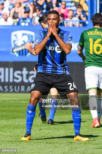Montreal Impact forward Anthony Jackson-Hamel disappointed after a missed opportunity during the Portland Timbers versus the Montreal Impact game on...